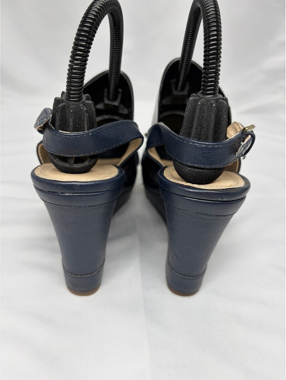 Tommy Hilfiger Twkarra Wedge Sandals Navy Blue Peep Toe Slingback Womens 8M - Picture 4 of 9